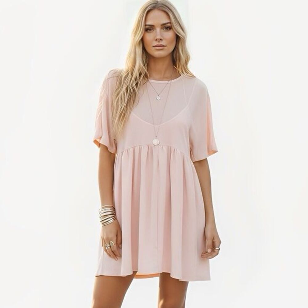 Wilfred Aritzia Women's Dress Babydoll Sz XS Y2K Soft Girl Boho, Bohemian Pink